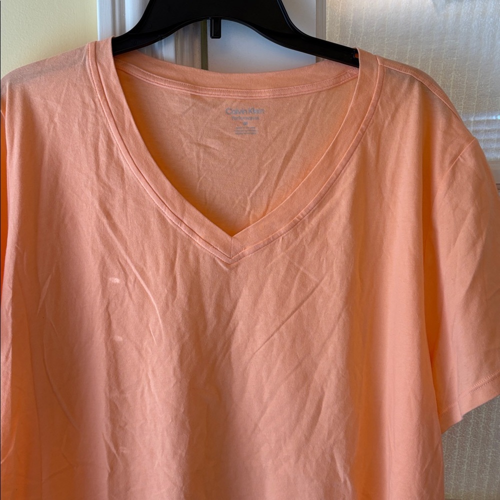 NWT 3X Calvin Klein Performance Light Orange V-Neck Tee Shirt Top